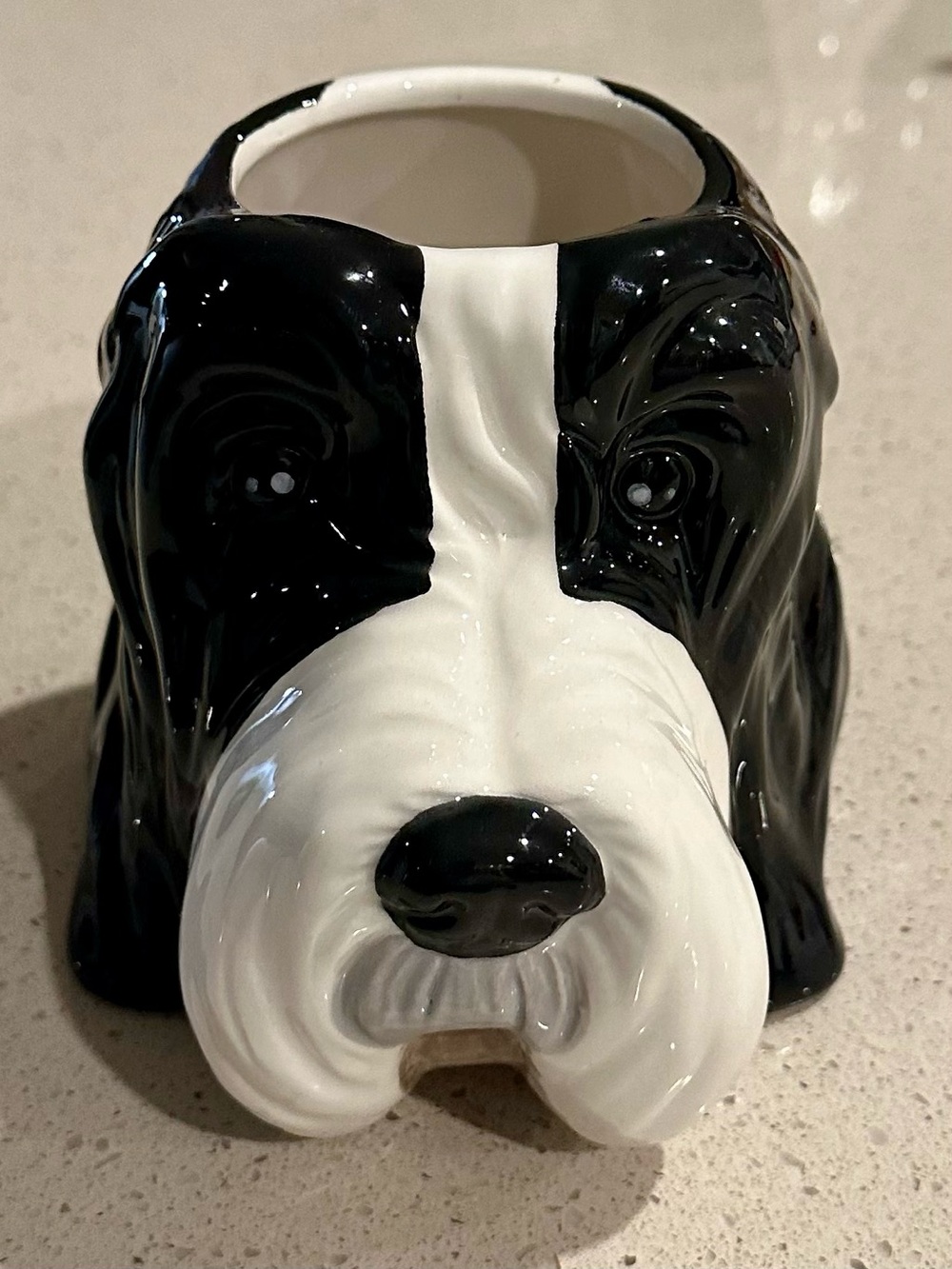 Hobby Lobby Black and White Ceramic Dog Head Planter